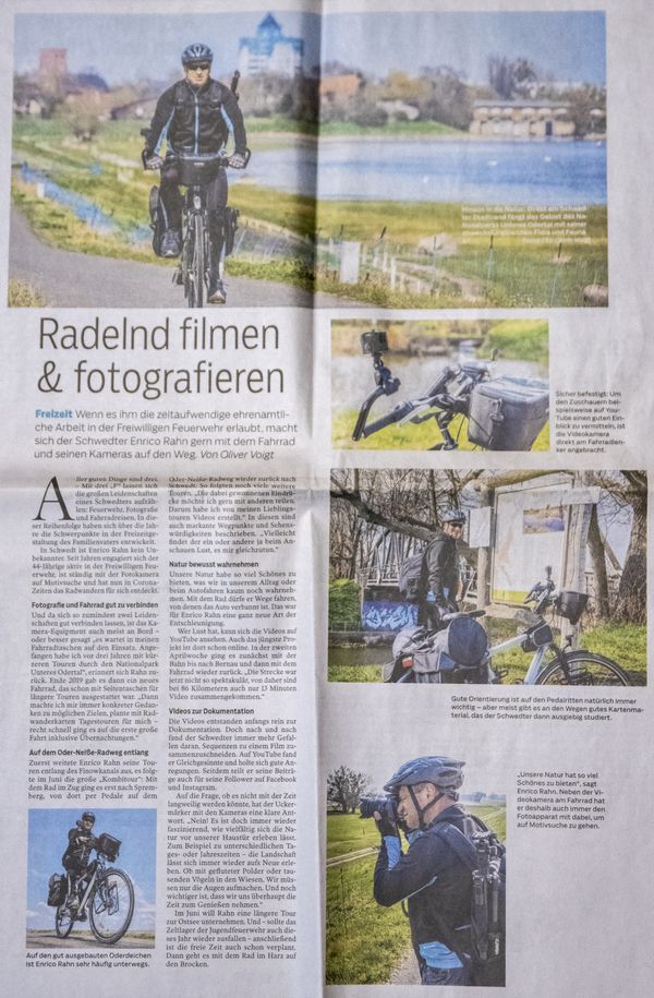 Ganzseitiger Pressebericht über mich im Lokalteil der Märkischen Oderzeitung im April 2021